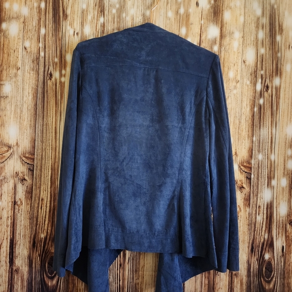 V Christina Open Draped Blue Cardigan - Picture 2 of 6